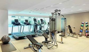 Fully equipped fitness center at the Hilton Garden Inn Dubai Mall of the Emirates.