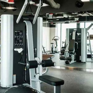 Fully equipped fitness center at the Hampton by Hilton Dubai Al Seef.