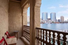 Stunning creek view from a king room balcony at the Al Seef Heritage Hotel Dubai, Curio Collection by Hilton.