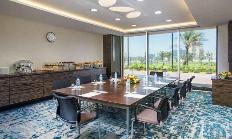 Bright meeting room perfect for small groups at the Hilton Ras Al Khaimah Beach Resort.