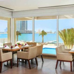 Beautiful restaurant suitable as workspace at the Hilton Ras Al Khaimah Beach Resort.