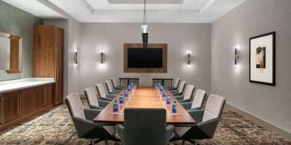 Professional, quiet meeting room at Hilton Garden Inn Camden Waterfront Philadelphia.