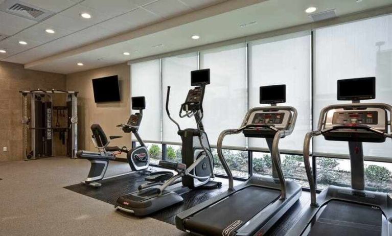 Fully equipped gym with treadmills at the Home2 Suites by Hilton Fairview/Allen.