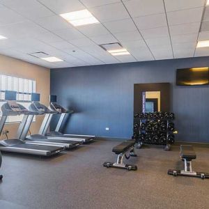 Well-equipped fitness center at Hampton Inn Chicago North-Loyola Station.