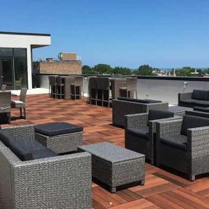 Beautiful rooftop terrace at Hampton Inn Chicago North-Loyola Station.