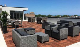 Beautiful rooftop terrace at Hampton Inn Chicago North-Loyola Station.