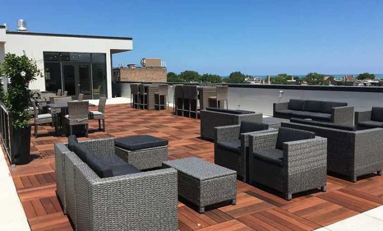 Beautiful rooftop terrace at Hampton Inn Chicago North-Loyola Station.