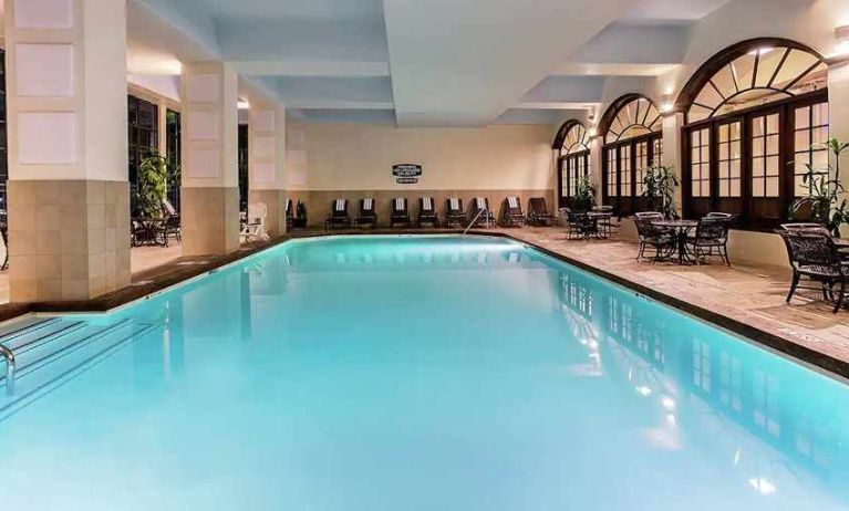 Beautiful, large indoor swimming pool at Embassy Suites by Hilton Nashville Airport.