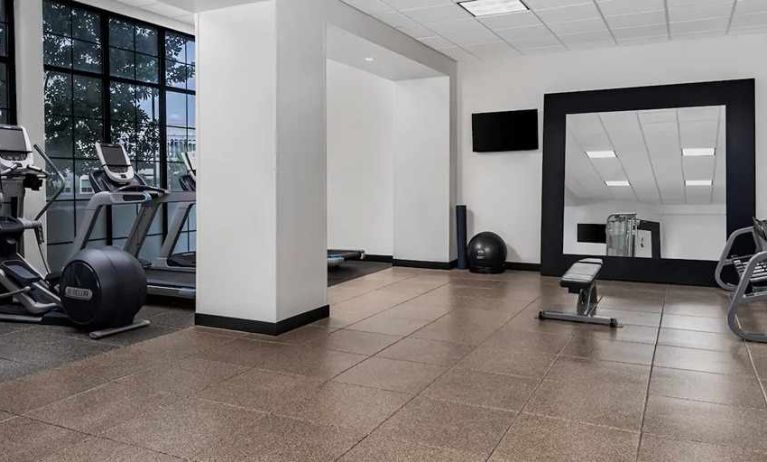 Equipped fitness center at Embassy Suites by Hilton Nashville Airport.