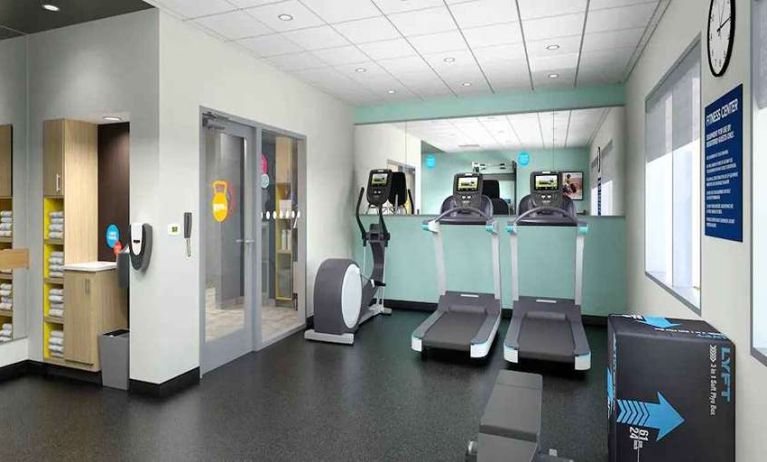 Well-equipped indoor fitness center at Tru by Hilton Edinburg.