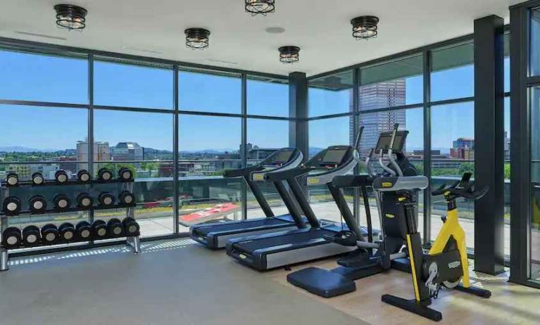 Full equipped fitness Center at the Embassy Suites by Canopy by Hilton Portland Pearl District.