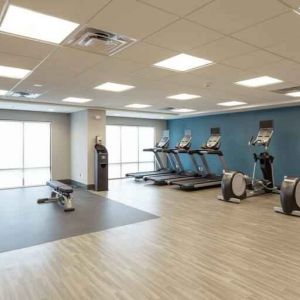 Full equipped fitness center at the Hampton Inn Madison, OH.