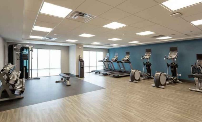 Full equipped fitness center at the Hampton Inn Madison, OH.