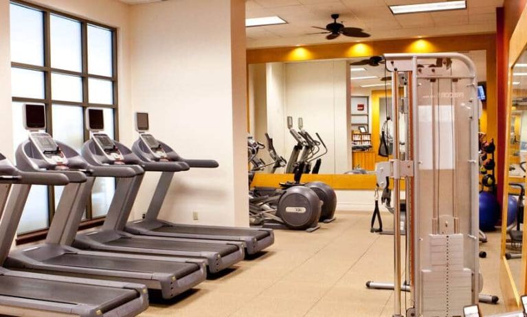 Fully equipped gym at the Embassy Suite by Hilton Charlotte-Concord- Golf Resort & Spa.