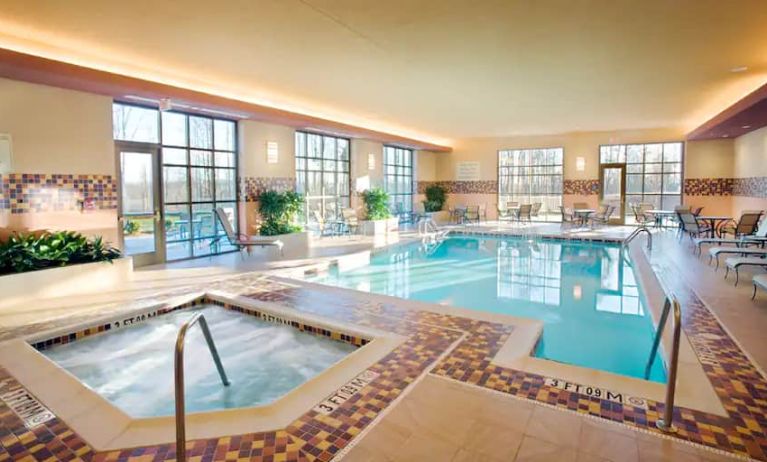 Beautiful indoor pool at the Embassy Suite by Hilton Charlotte-Concord- Golf Resort & Spa.