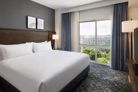 Comfortable king size bed on executive floor at the Hilton Charlotte Airport