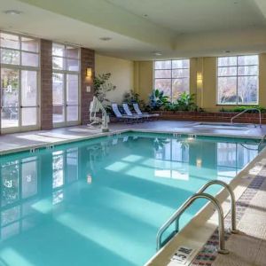 Beautiful indoor pool at the Hilton Charlotte Airport