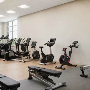 Fully equipped gym at the Hilton Charlotte Airport