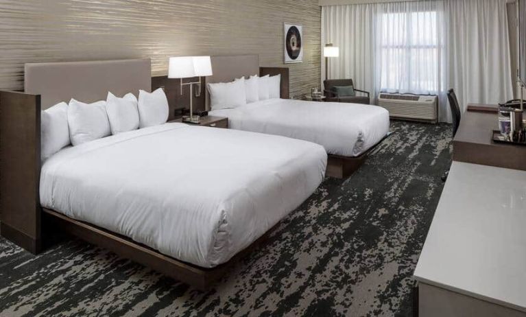 Spacious room with 2 queen beds at the DoubleTree by Hilton Boston Logan Airport Chelsea