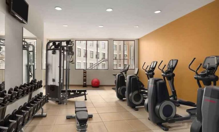 Full equipped fitness center at the Embassy Suites by Hilton Alexandria-Old Town.