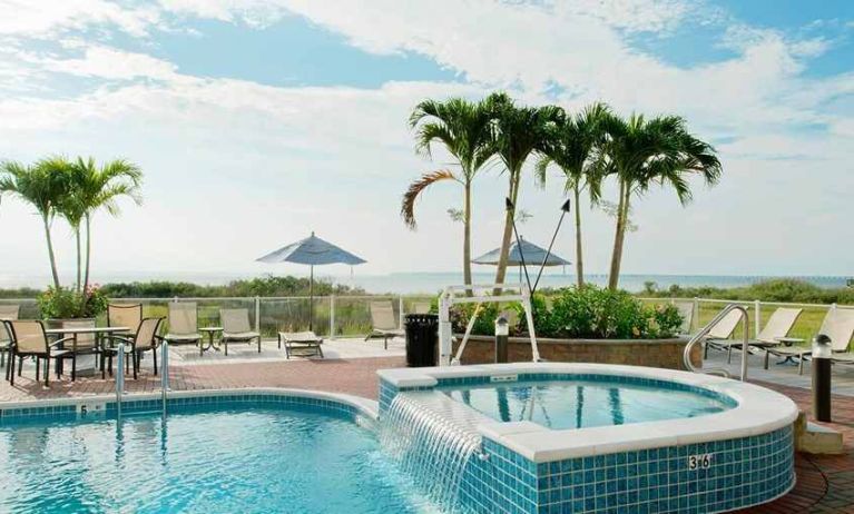 Beautiful and large outdoor pool at Hampton Inn & Suites Ocean City/Bayfront-Convention Center.