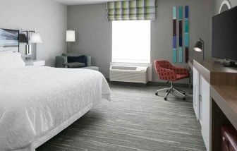 spacious king-sized room with TV and workspace at Hampton Inn Wichita Northwest.