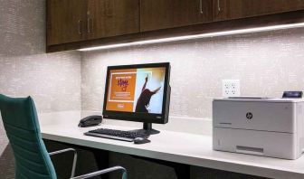 professional, well-equipped coworking space and work desk at Hampton Inn Wichita Northwest.