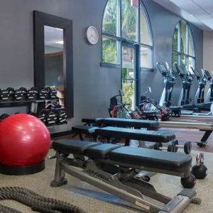 Fully equipped fitness center at the DoubleTree by Hilton Orlando at SeaWorld.