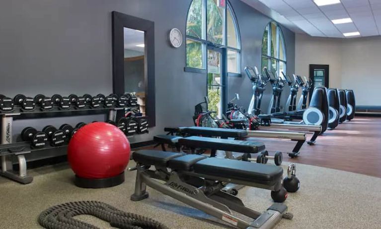 Fully equipped fitness center at the DoubleTree by Hilton Orlando at SeaWorld.