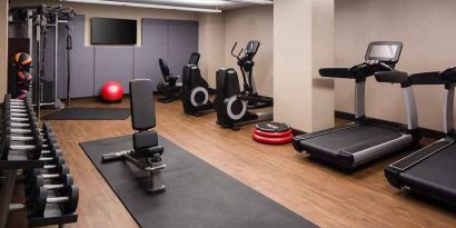 equipped fitness center at Hilton Brooklyn New York.