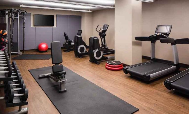 equipped fitness center at Hilton Brooklyn New York.