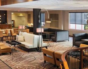 Comfortable lounge area and coworking space at DoubleTree by Hilton Hotel Boston - Downtown.