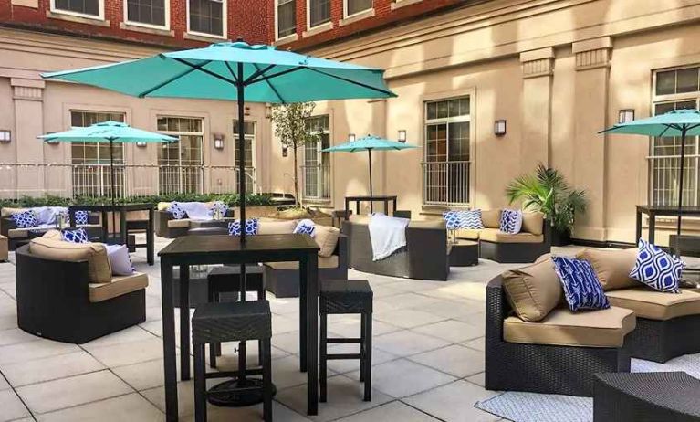 Pretty outdoor patio for coworking at DoubleTree by Hilton Hotel Boston - Downtown.