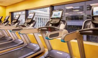 Fitness center with treadmills at the Hilton Denver City Center.