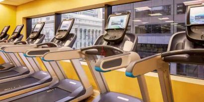 Fitness center with treadmills at the Hilton Denver City Center.