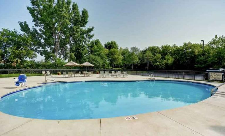 Relaxing outdoor pool area at the Hampton Inn Chicago-Gurnee.