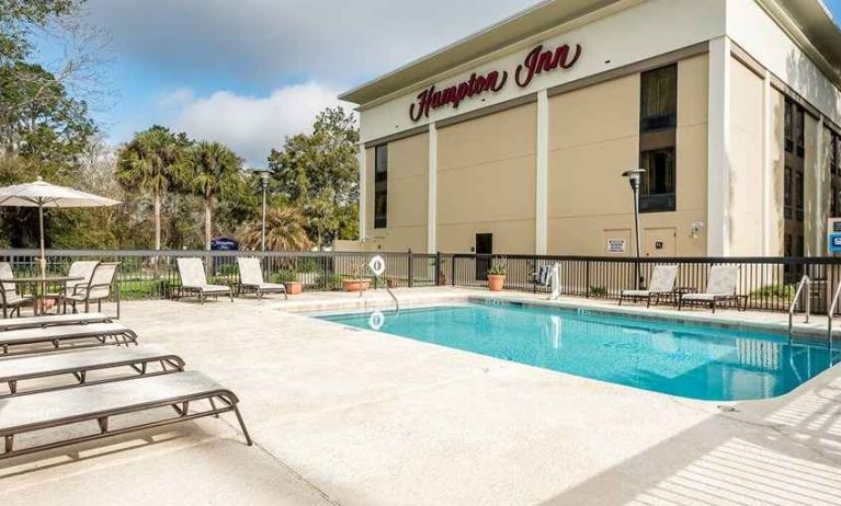 beautiful outdoor pool at Hampton Inn Gainesville.