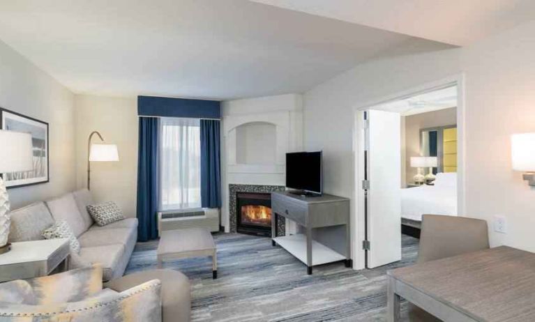 Spacious and comfortable king studio with living room at the Hampton Inn & Suites Amelia Island-Historic Harbor Front.