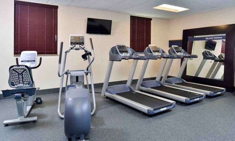 well-equipped fitness center at Hampton Inn & Suites California University-Pittsburgh.