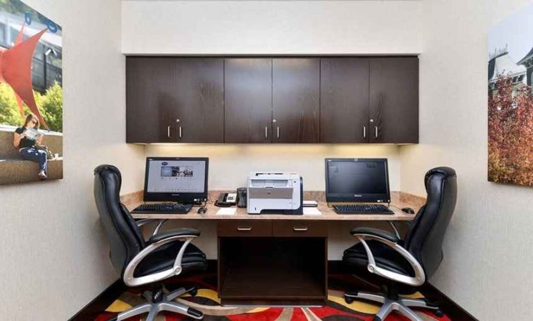 dedicated work-station with printer and computers at Hampton Inn & Suites California University-Pittsburgh.