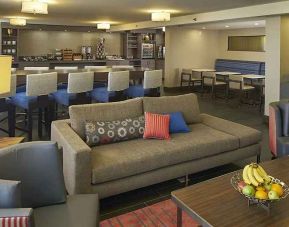 comfortable lounge-lobby area perfect for coworking at Hilton Raleigh North Hills.