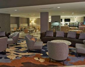 cosy and comfortable lounge area perfect for coworking at Hilton Raleigh North Hills.