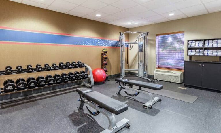 Fully equipped fitness center at the Hampton Inn & Suites Chicago-Libertyville