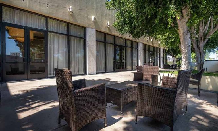 gorgeous outdoor patio for relaxing and coworking at DoubleTree by Hilton Los Angeles - Norwalk.