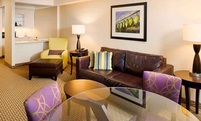 Living room perfect as workspace at the Hilton Garden Inn Hartford North/Bradley Intl Airport.