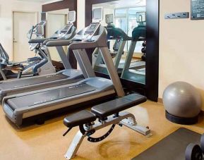 Fitness center with treadmills at the Hilton Garden Inn Hartford North/Bradley Intl Airport.