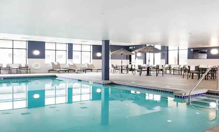 beautiful indoor pool with lots of natural light at Hampton Inn & Suites La Crosse Downtown, WI.