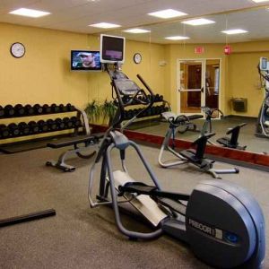 Fully equipped fitness center at the Hilton Garden Inn Clarksburg.