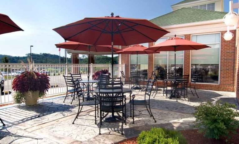 Beautiful outdoor patio perfect as workspace at the Hilton Garden Inn Clarksburg.