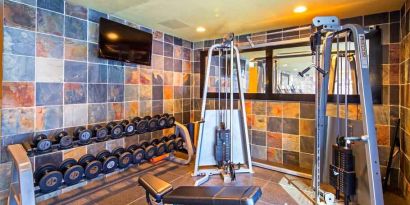 Stylish fitness center at the Hilton Dallas Lincoln Centre.